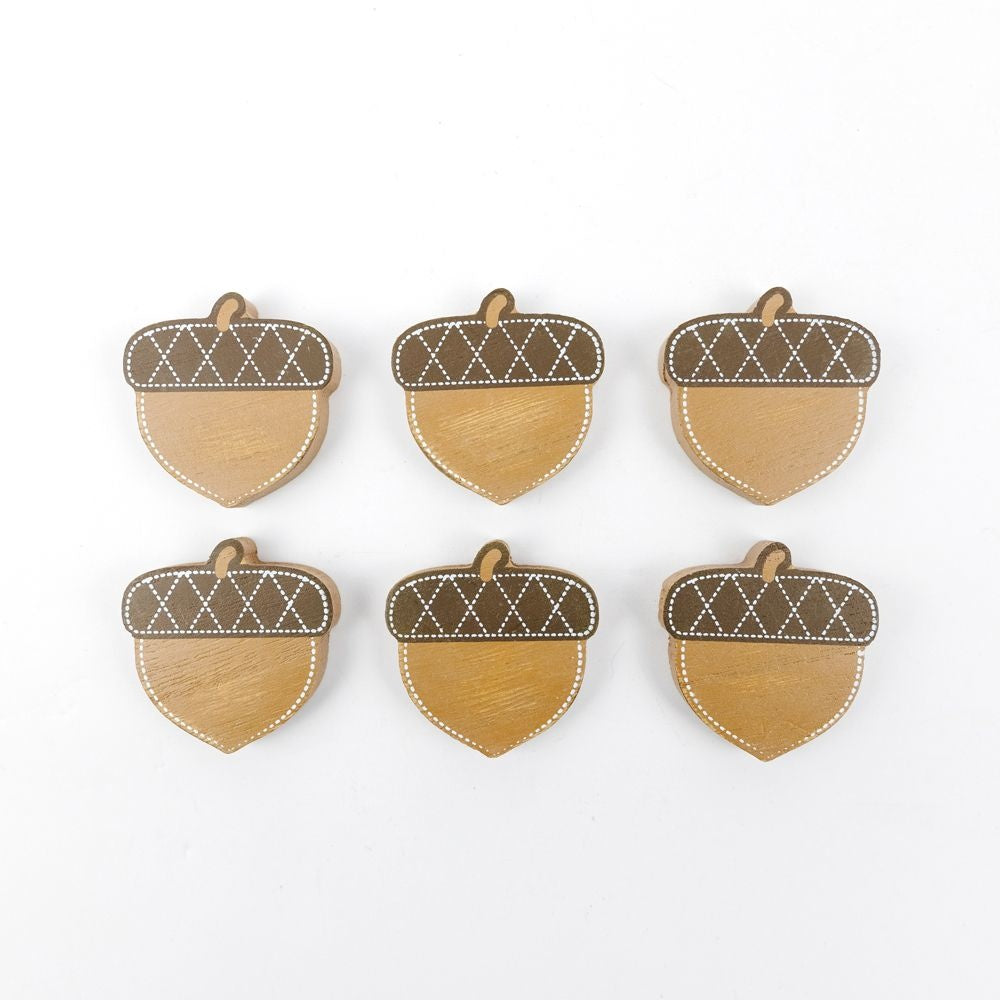Wooden Acorn Decorative Shapes - Set of 6