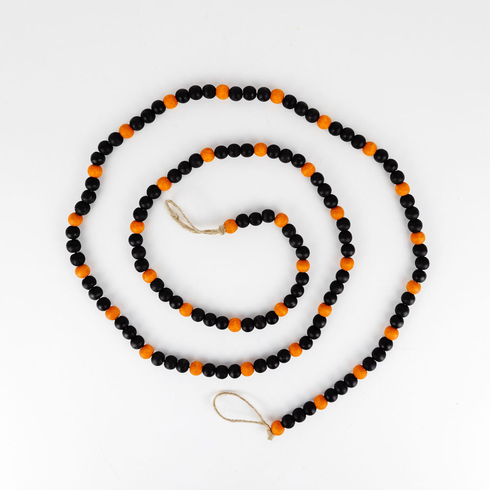Wood Bead Garland - Black & Orange Halloween Decor