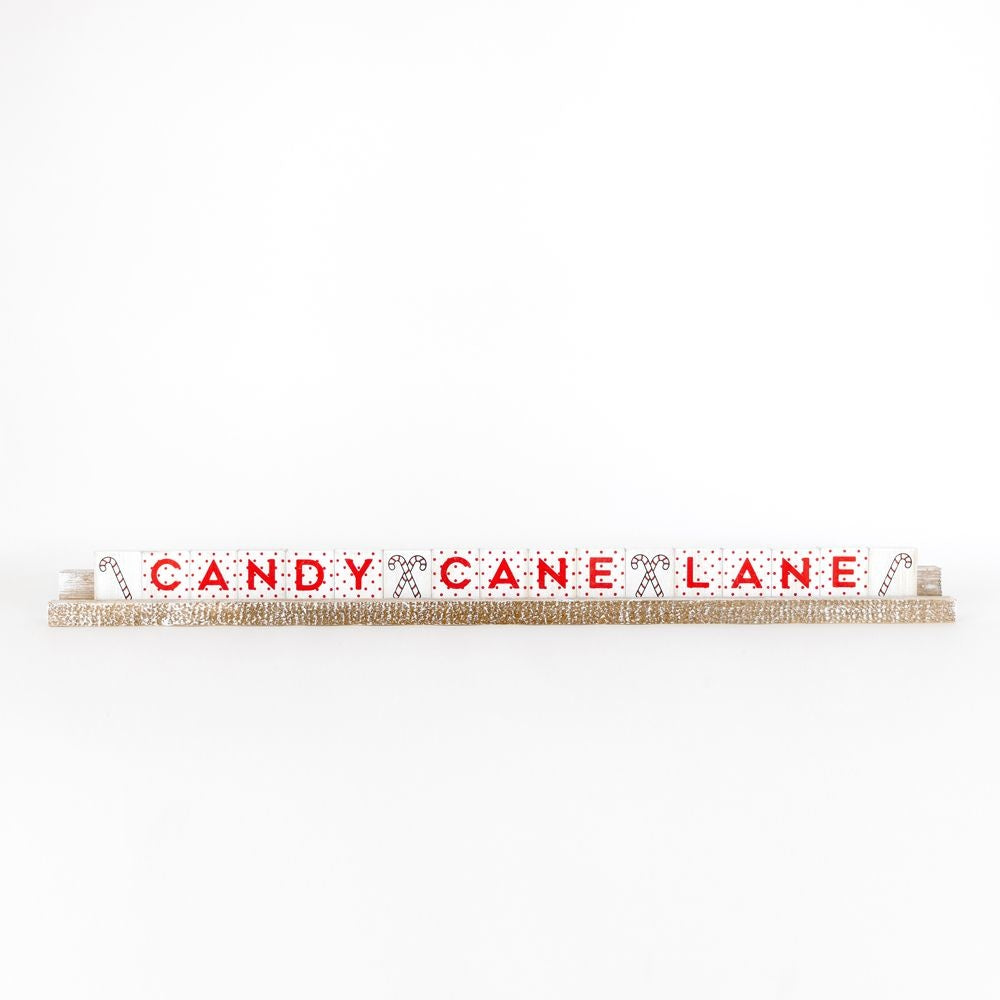Candy Cane Lane Wood Ledgie Sign