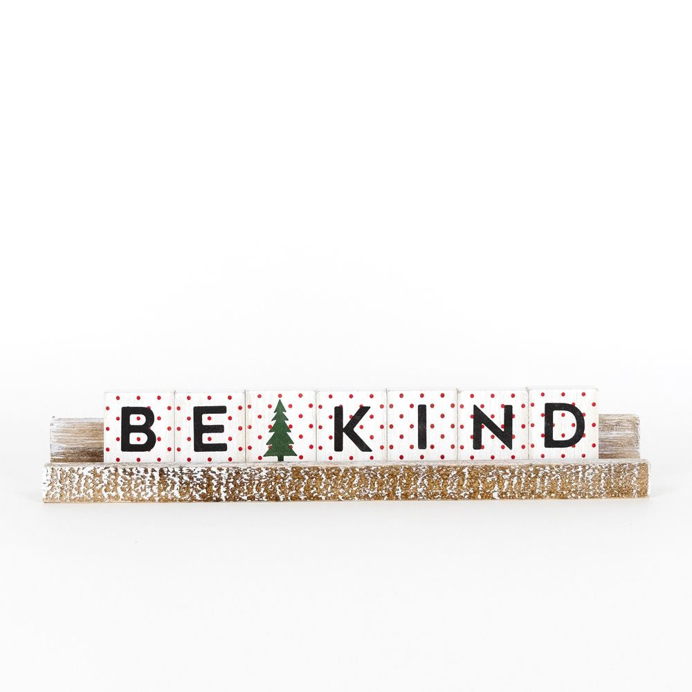 Be Kind Wood Ledgie Sign - Multicolor Holiday Decor