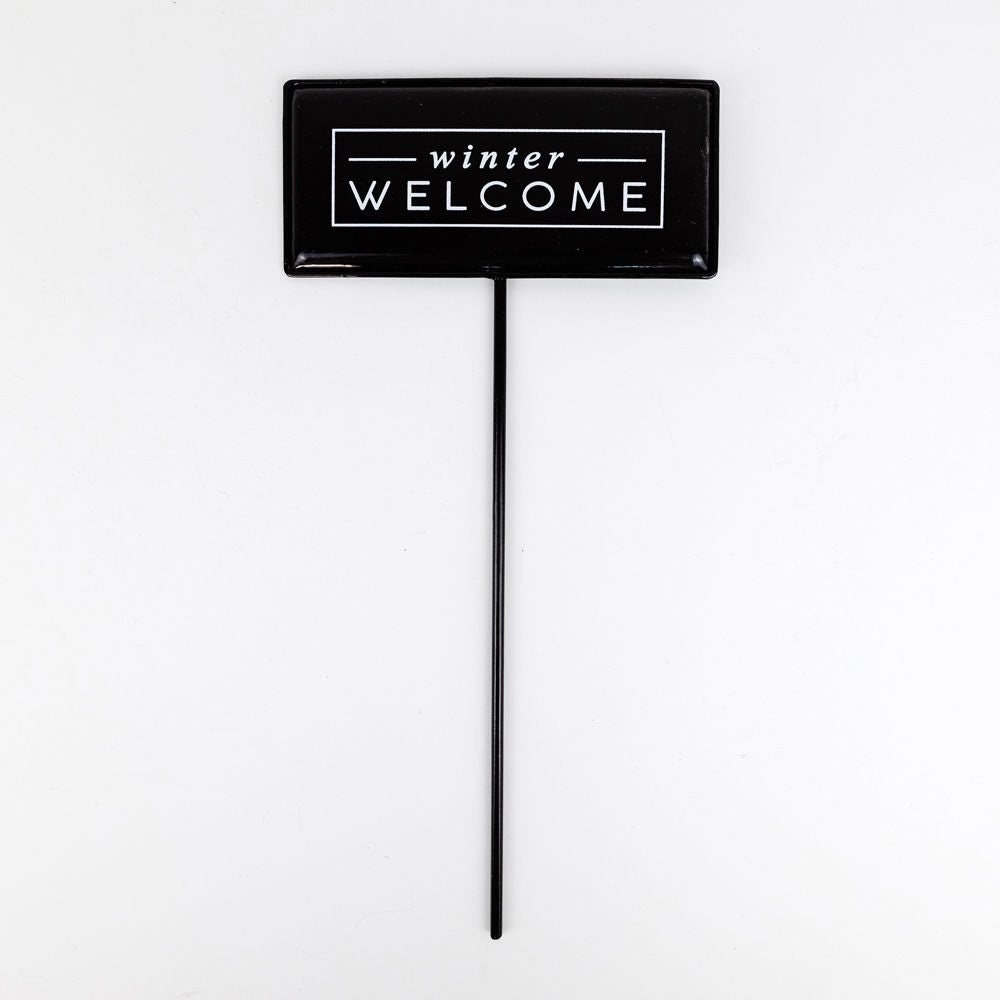 Winter Welcome Metal Stake Sign