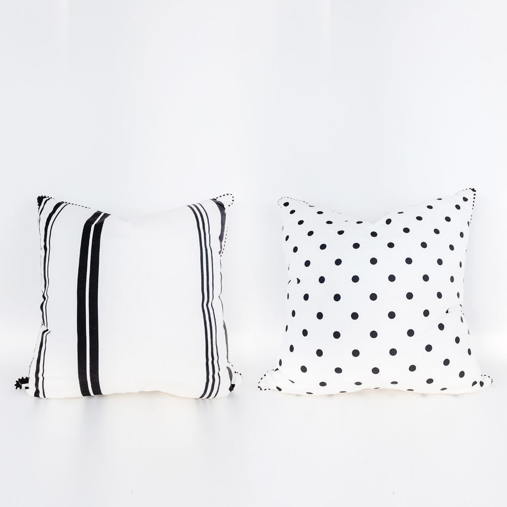 24x24 Reversible Throw Pillow - Stripes & Polka Dots