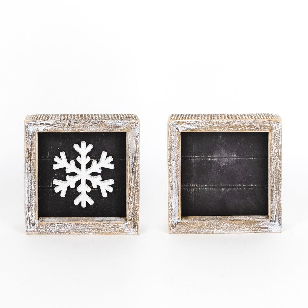 5x5 Reversible Snowflake Wood Sign - Believe In Kindness