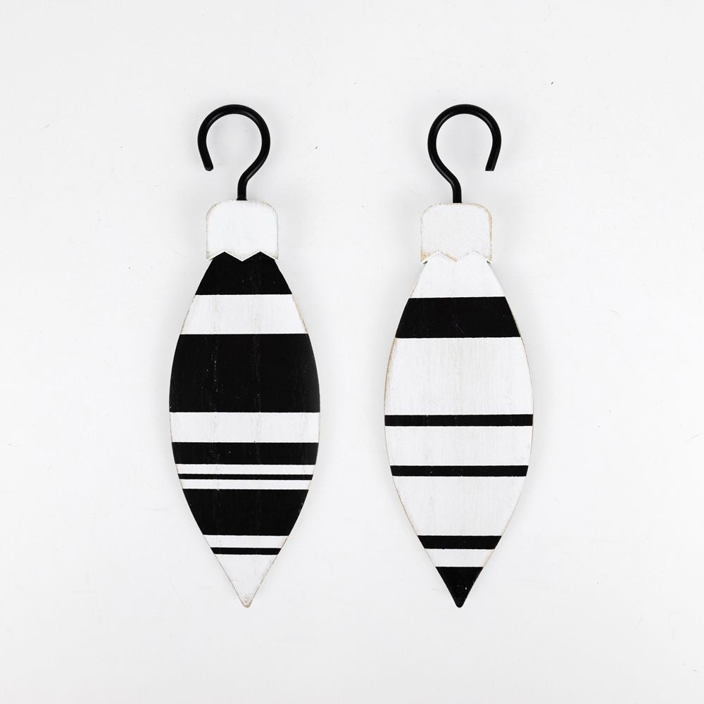 Black & White Teardrop Wood Ornament - Believe In Kindness Collection