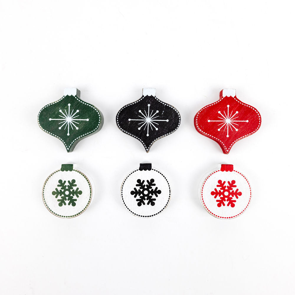 Dwella Decor Multicolor Wood Ornament Shapes - Set of 6