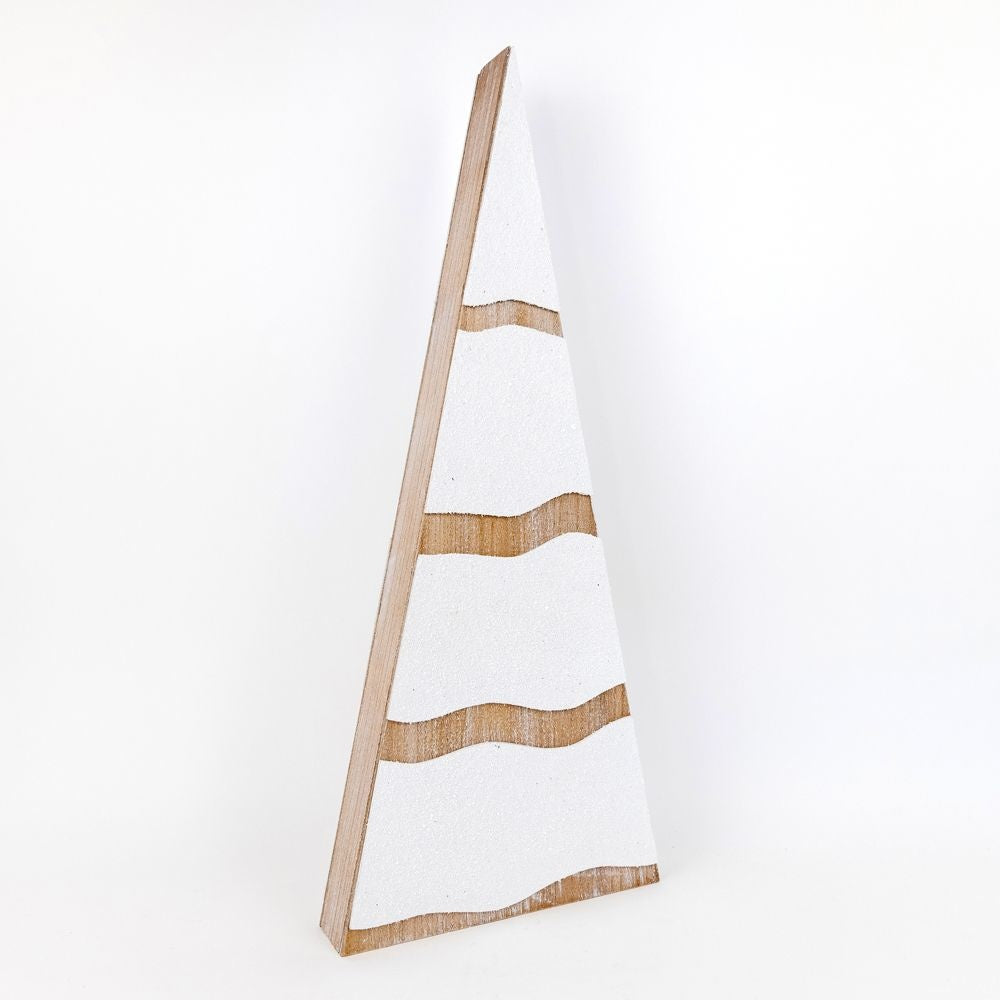 10" Chunky Wood Christmas Tree - White Natural Finish