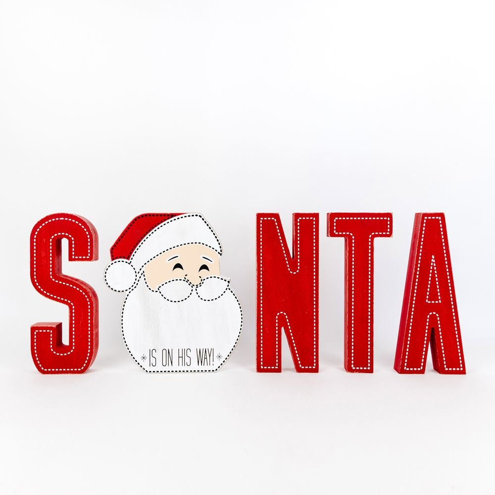 Santa Wood Cutout - Multicolor Mid-Century Christmas Decor