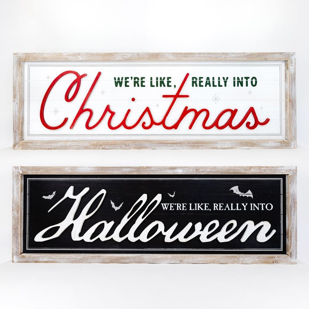 Christmas & Halloween Reversible Wood Sign