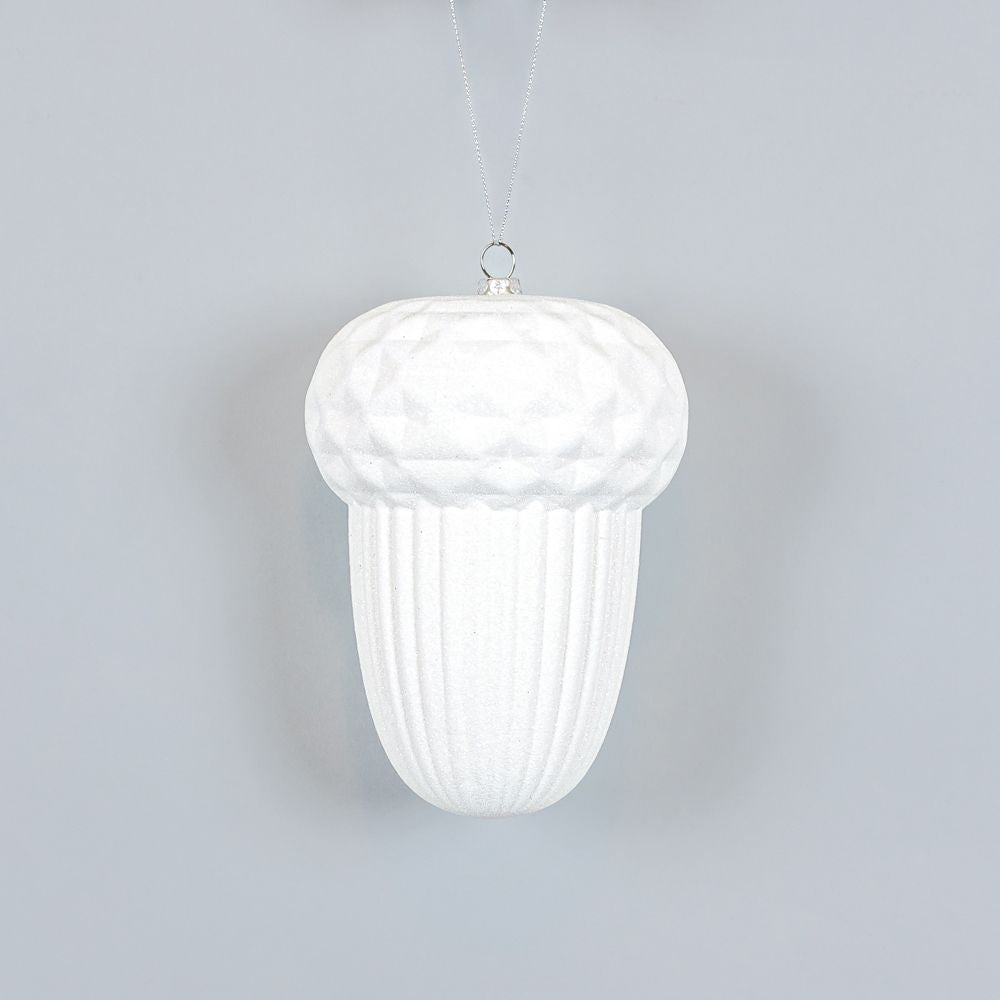 6" White Acrylic Acorn Ornament