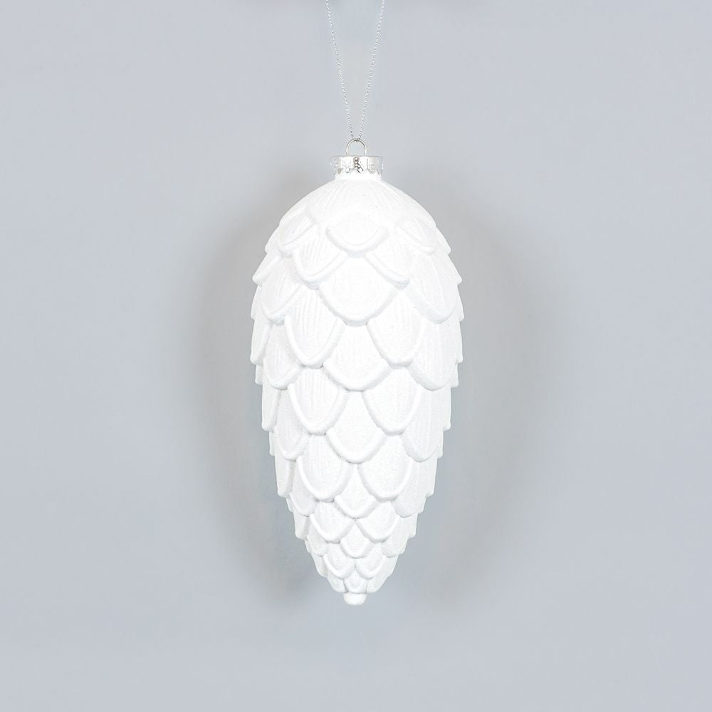 8" White Acrylic Pine Cone Ornament - Believe In Kindness Collection