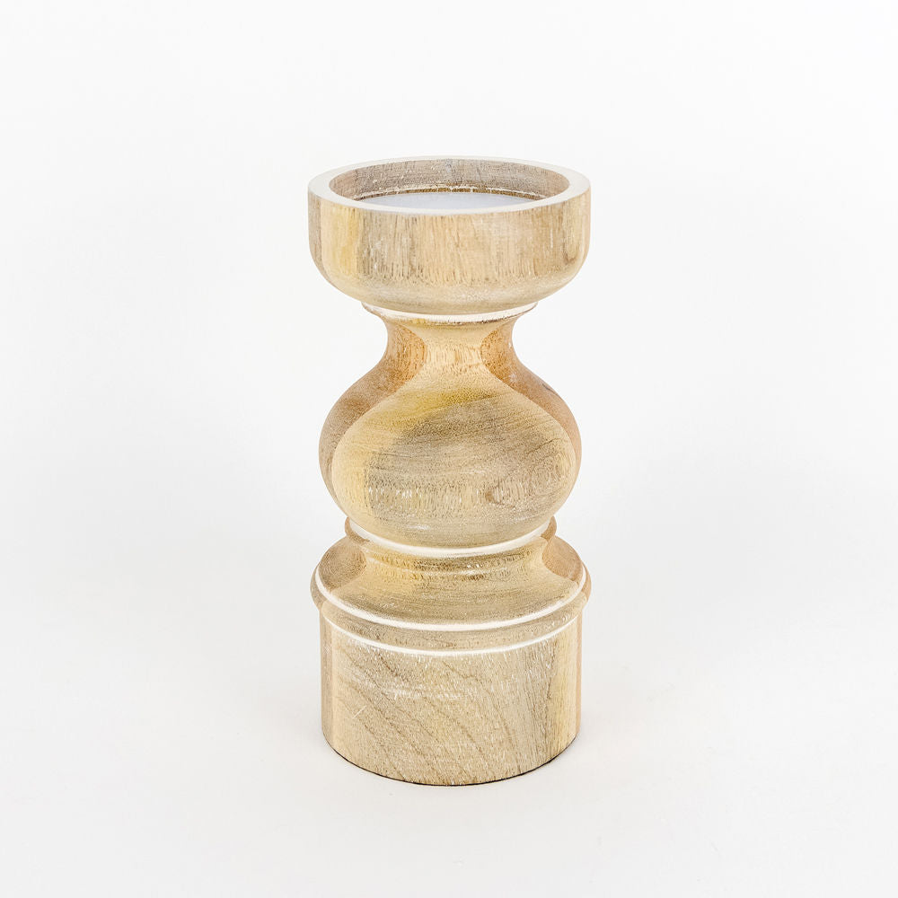 4x8 Mango Wood Candle Holder in Natural White