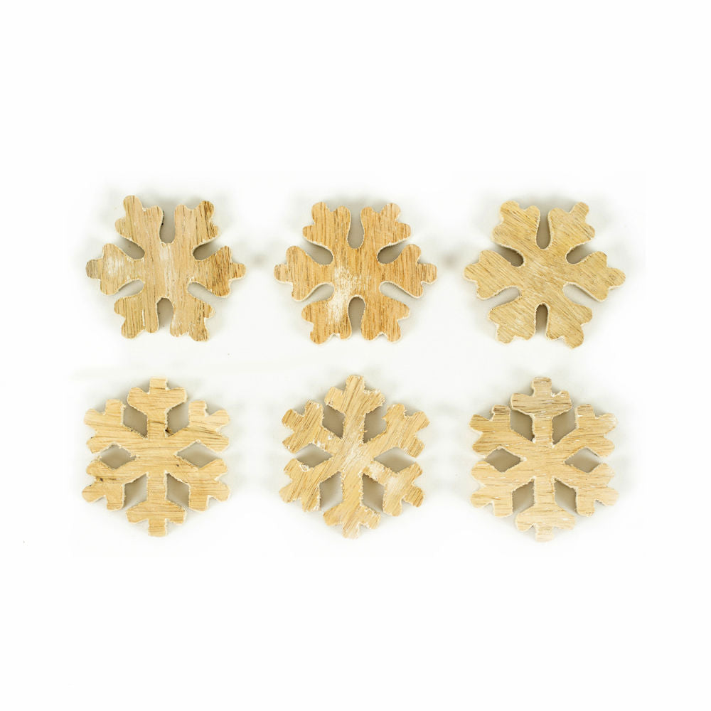 Mango Wood Snowflake Decorative Set