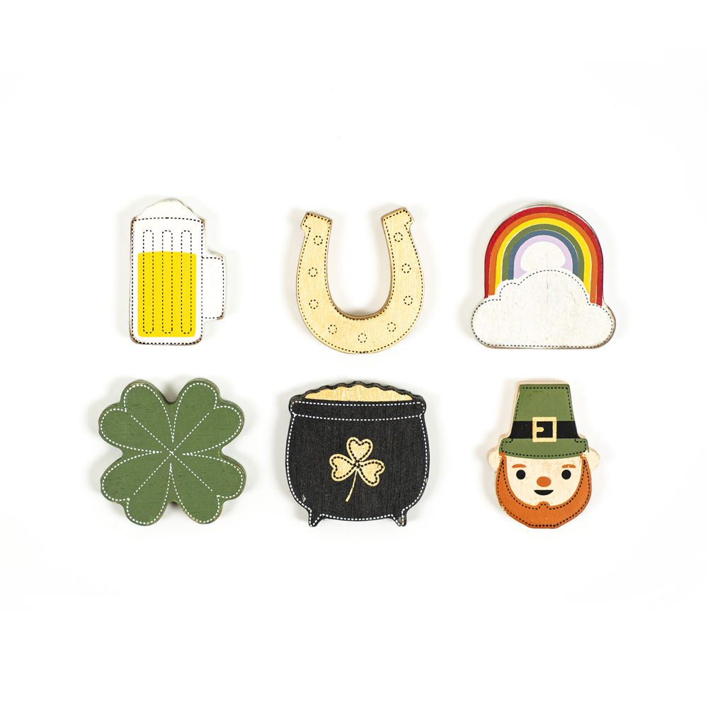 St. Patricks Day Wooden Shamrock Shapes - Set of 6