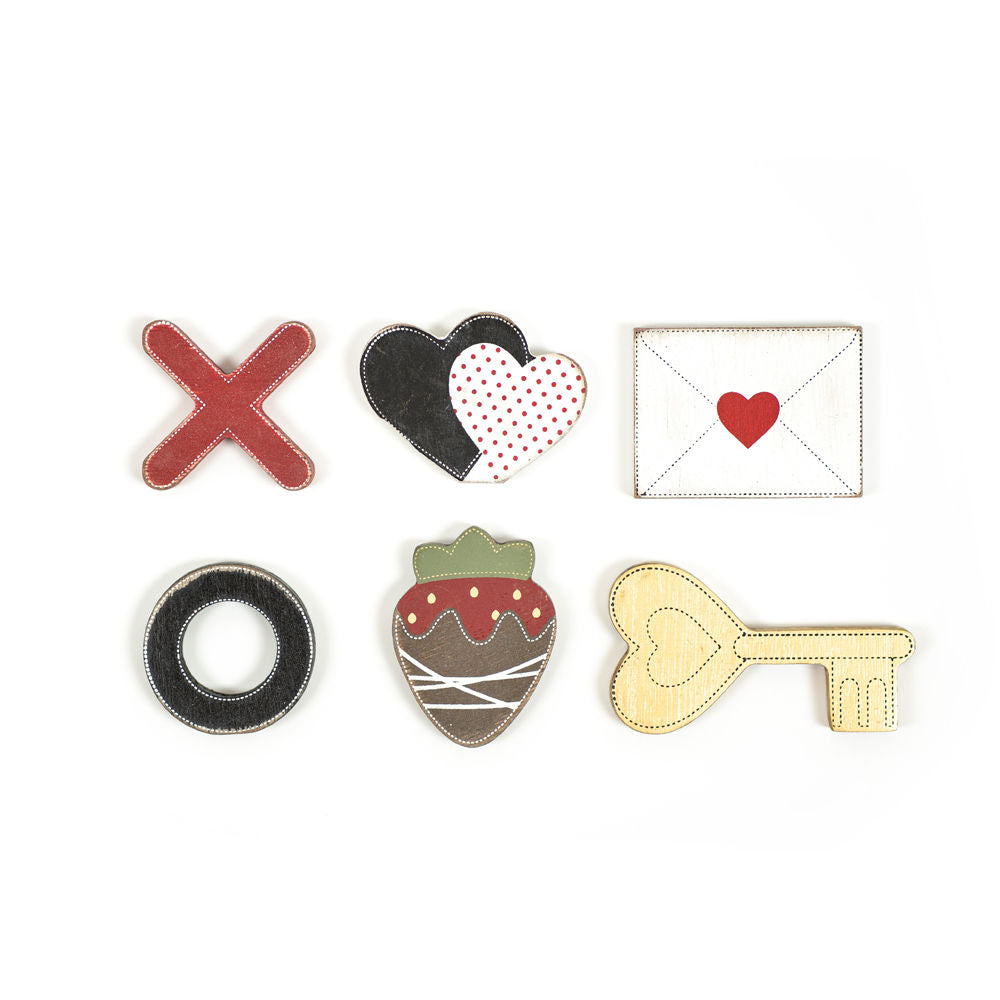Valentines Day Wooden Craft Shapes - Multicolor Set of 6