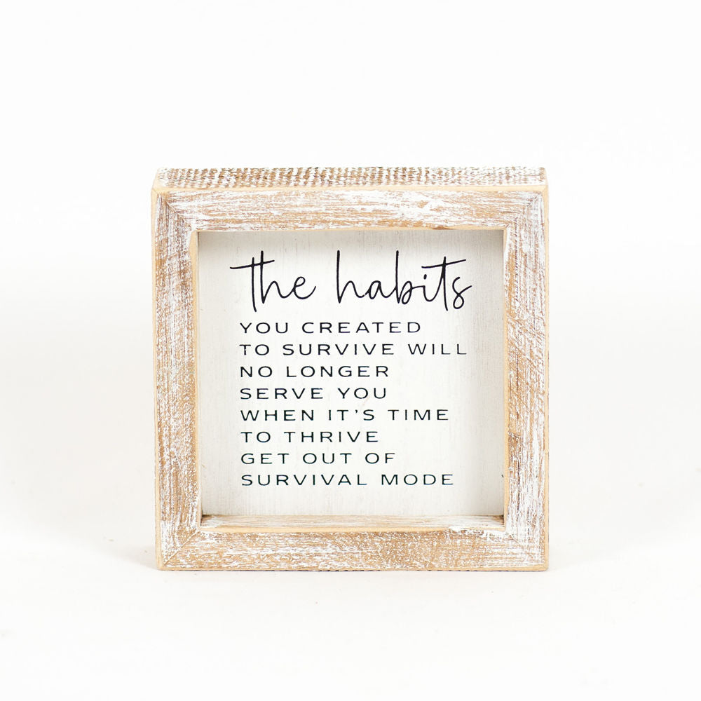Habits Wood Framed Sign - White & Black Typewriter Collection