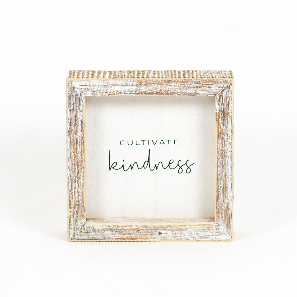 5x5 Kindness Wood Frame Sign - White & Black