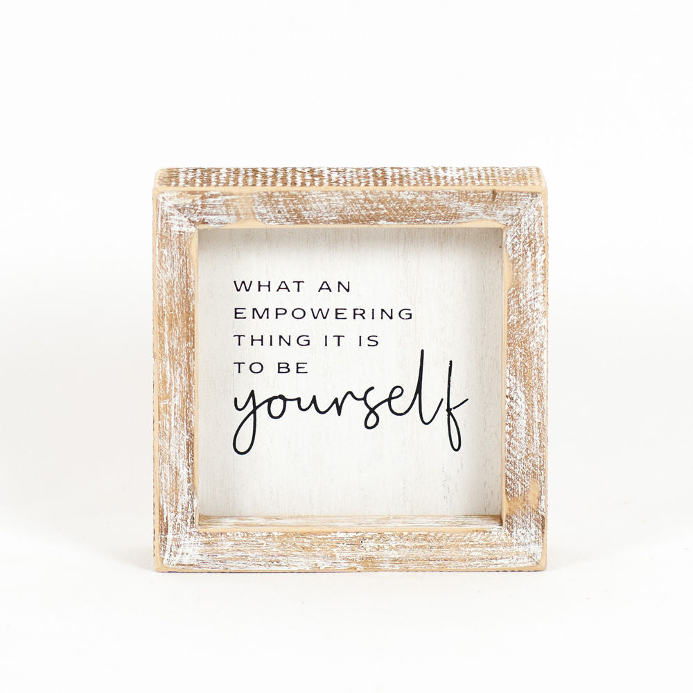 Yourself Wood Frame Sign - White & Black Typewriter Collection