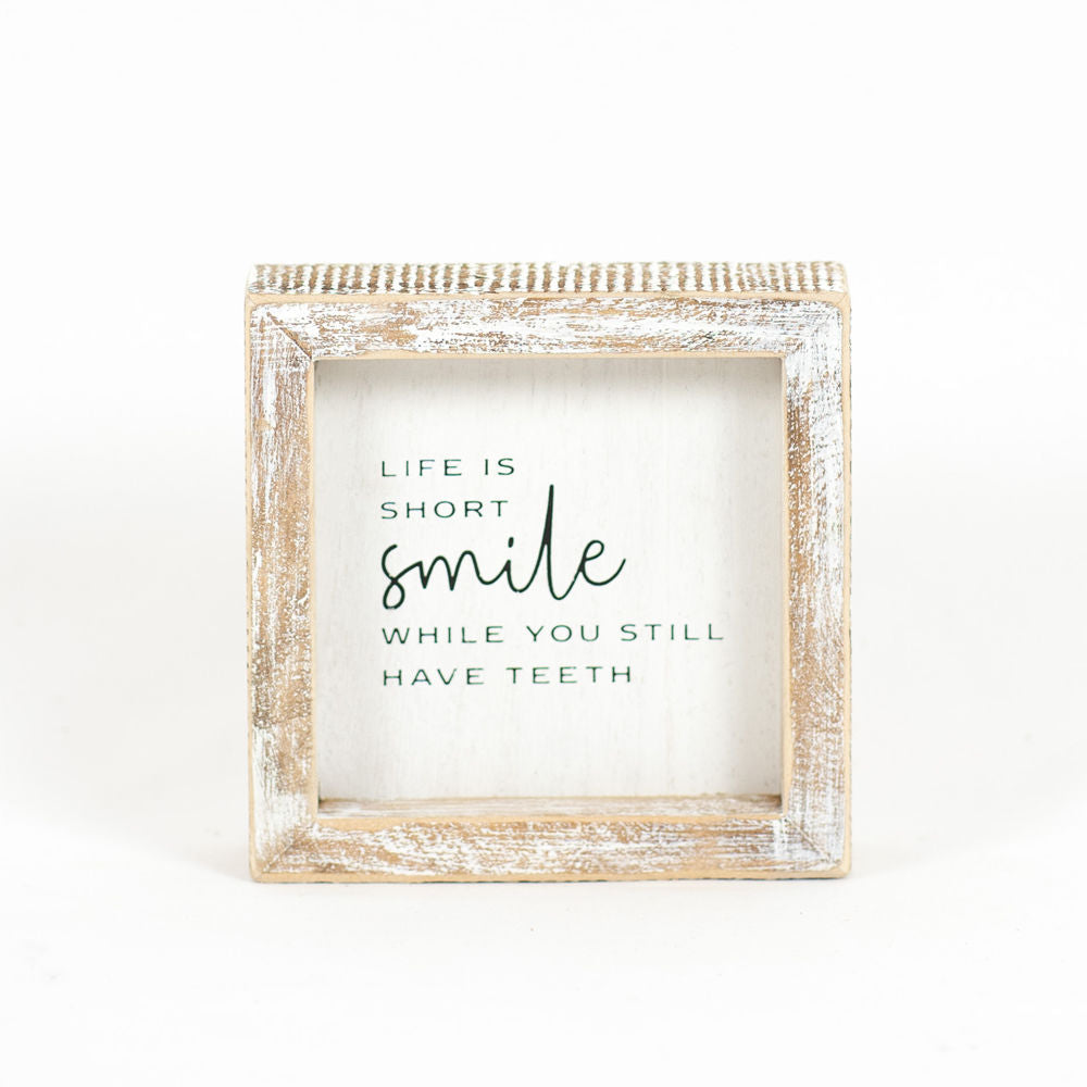 5x5 Smile Wood Frame Sign - Typewriter Collection
