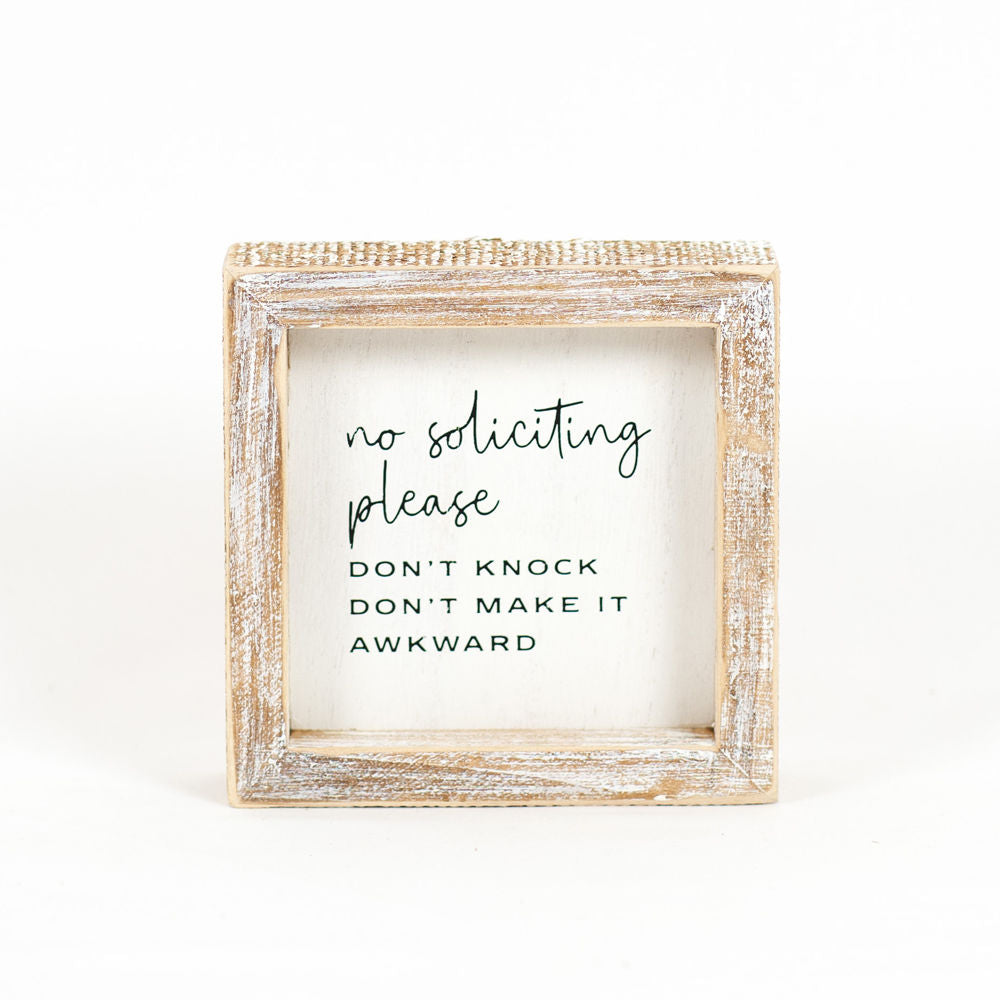 5x5 Wood Frame Sign - Soliciting