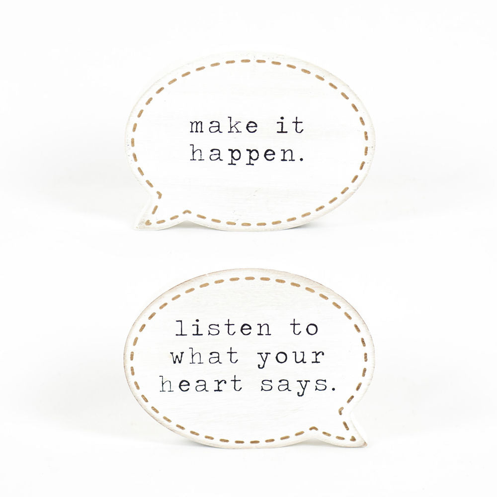 Dwella Decor Reversible Wood Sign - Listen/Happen