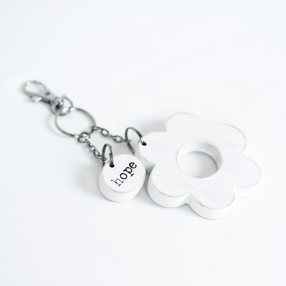 Hope Wood Keychain - Black & White Spring Accessory