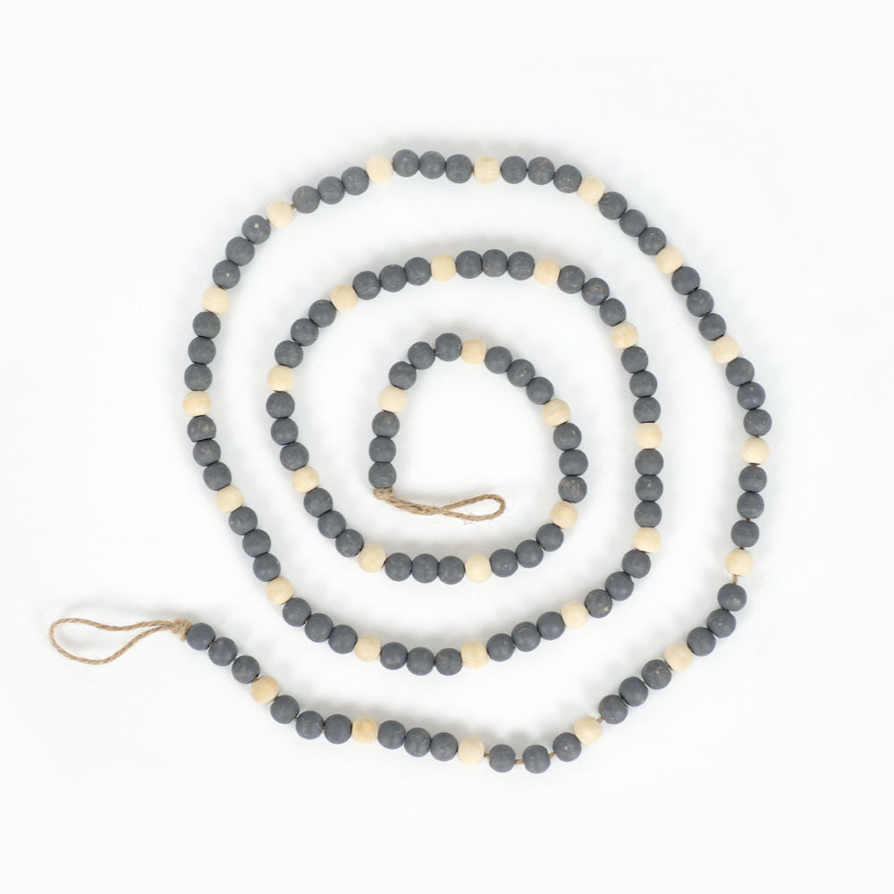 Wood Bead Garland - Grey & Natural