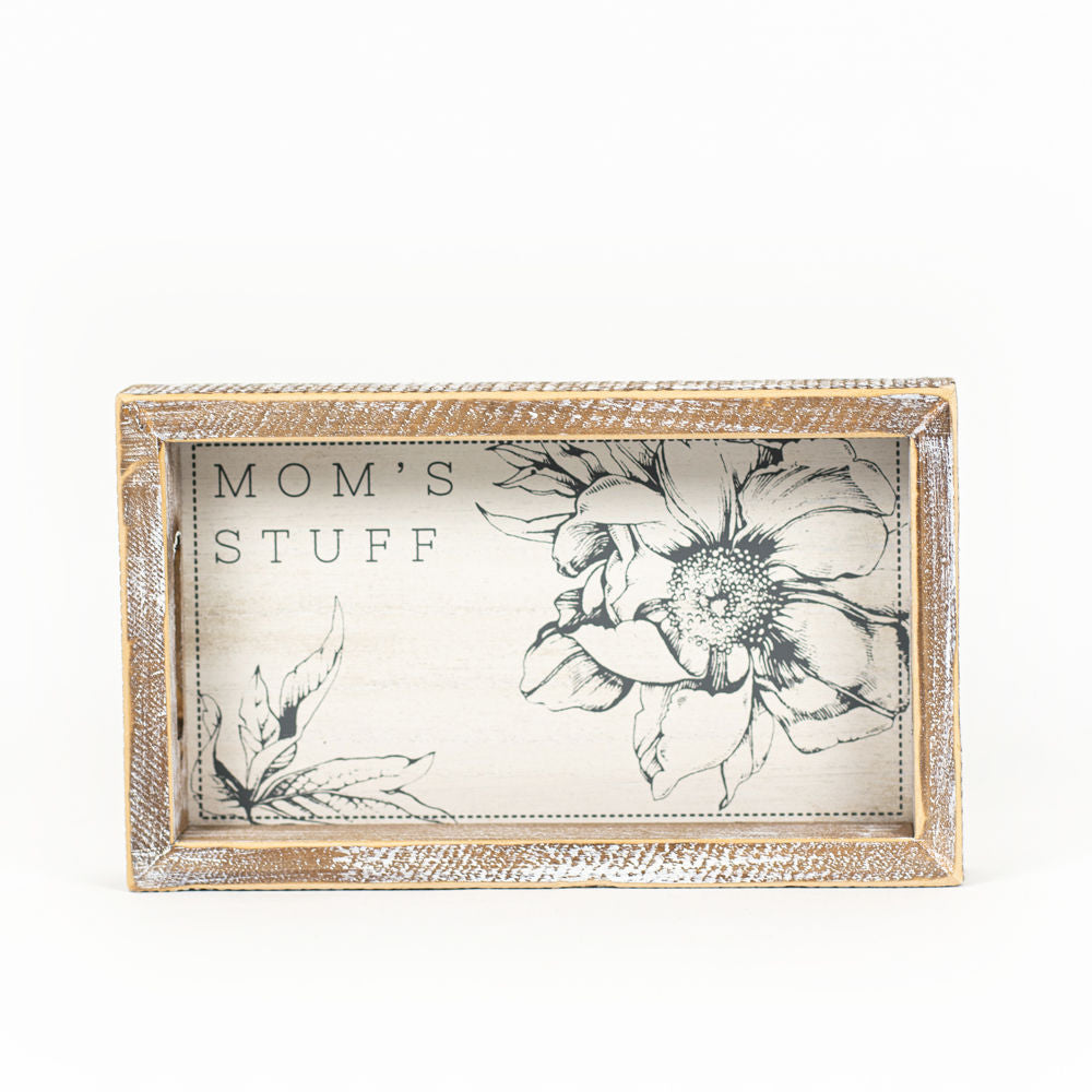Moms House Wood Tray - White & Grey Sentiment Piece