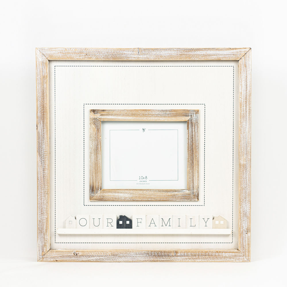 24x24 Wood Photo Frame with Ledgie Style - Grey & White