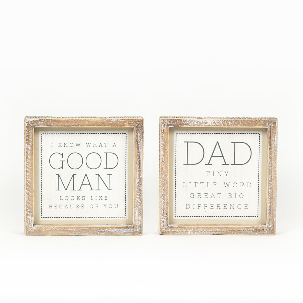 7x7 Reversible Dad Wood Sign - Two-Sided Fathers Day Decor