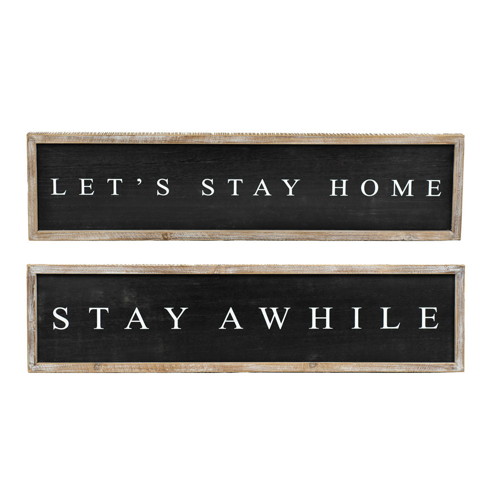 Dwella Decor Reversible Wood Frame Sign - STAY/HOME