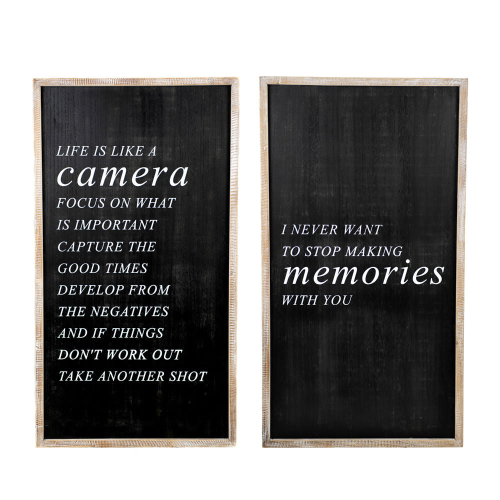 Dwella Decor Reversible Wood Frame Sign - Camera & Memories
