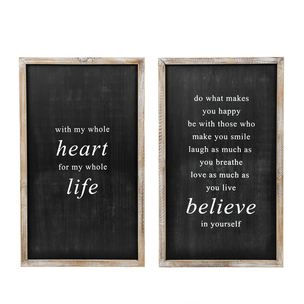 14x25 Reversible Wood Frame Sign - BELIEVE/HEART