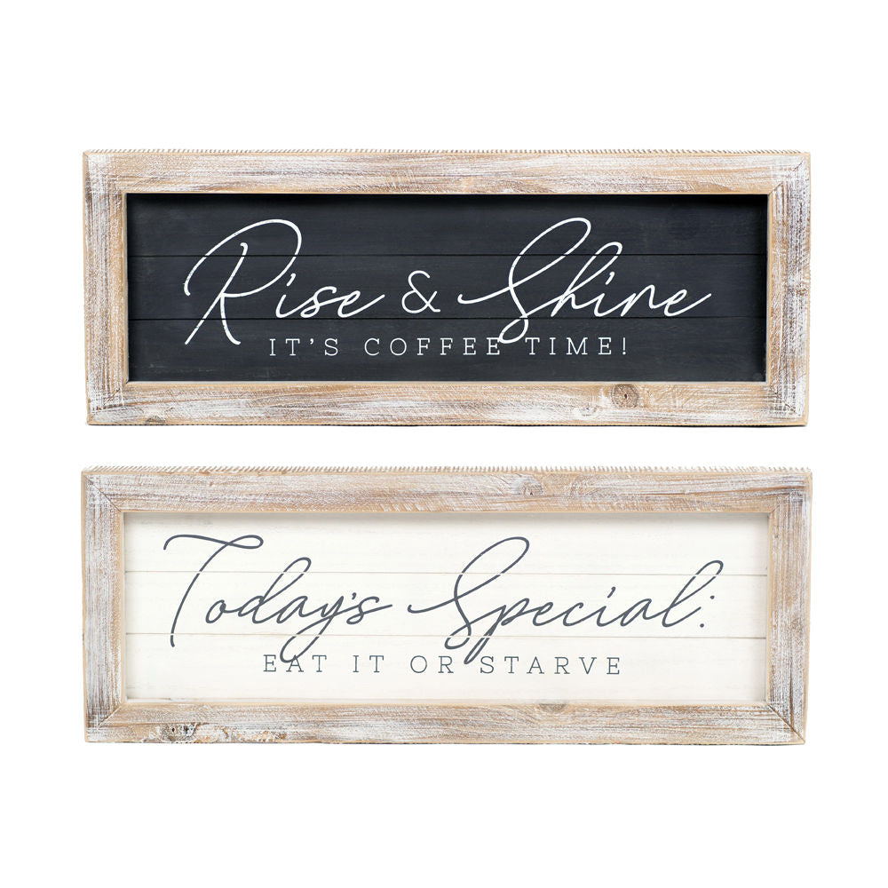 24x9 Reversible Wood Frame Sign - Rise & Shine