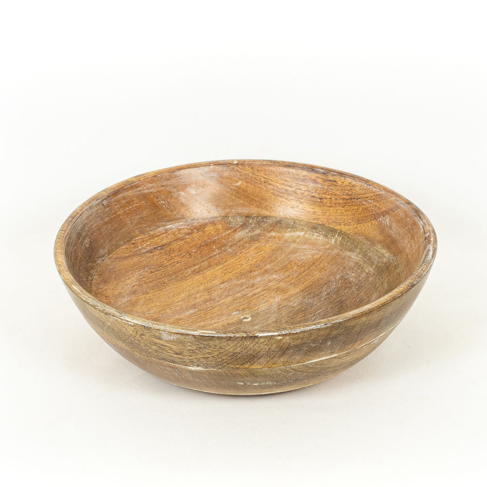 11x3x10.5 Mango Wood Serving Bowl in Natural White
