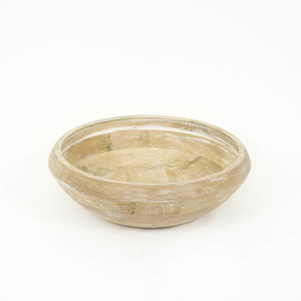 11x4x11 Mango Wood Bowl - Natural & White
