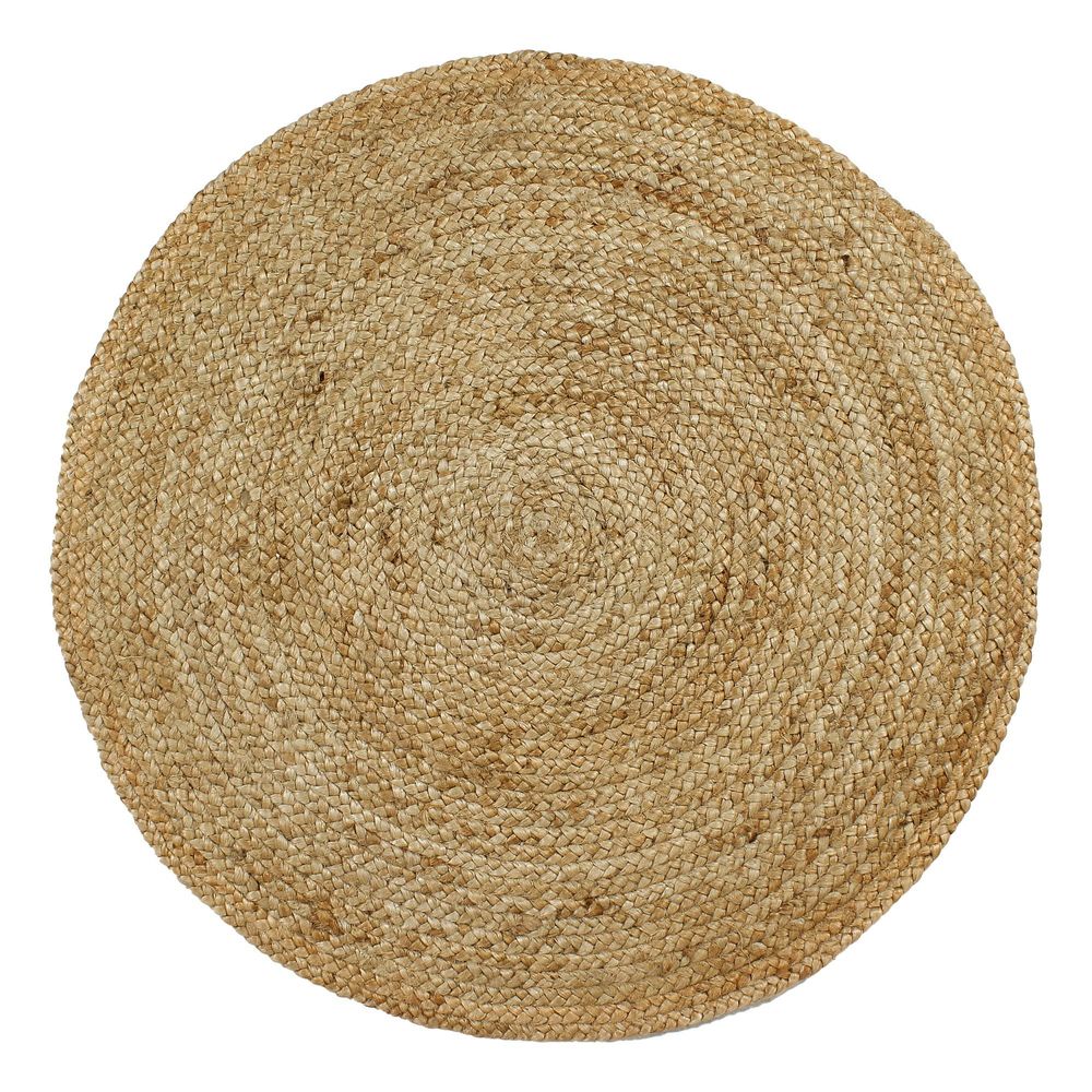 35" Jute Braided Round Rug in Natural Tan
