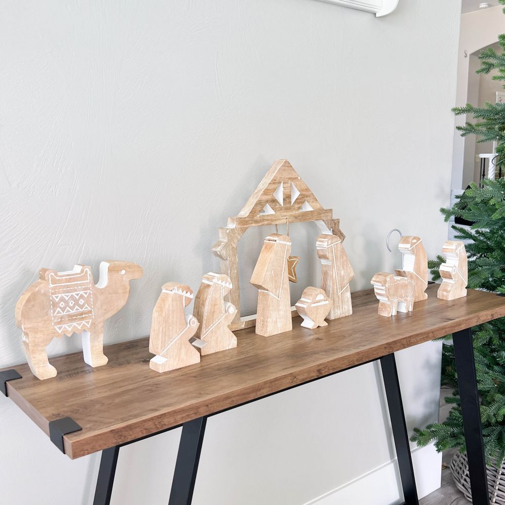 Nativity Mango Wood Cutout Set of 10