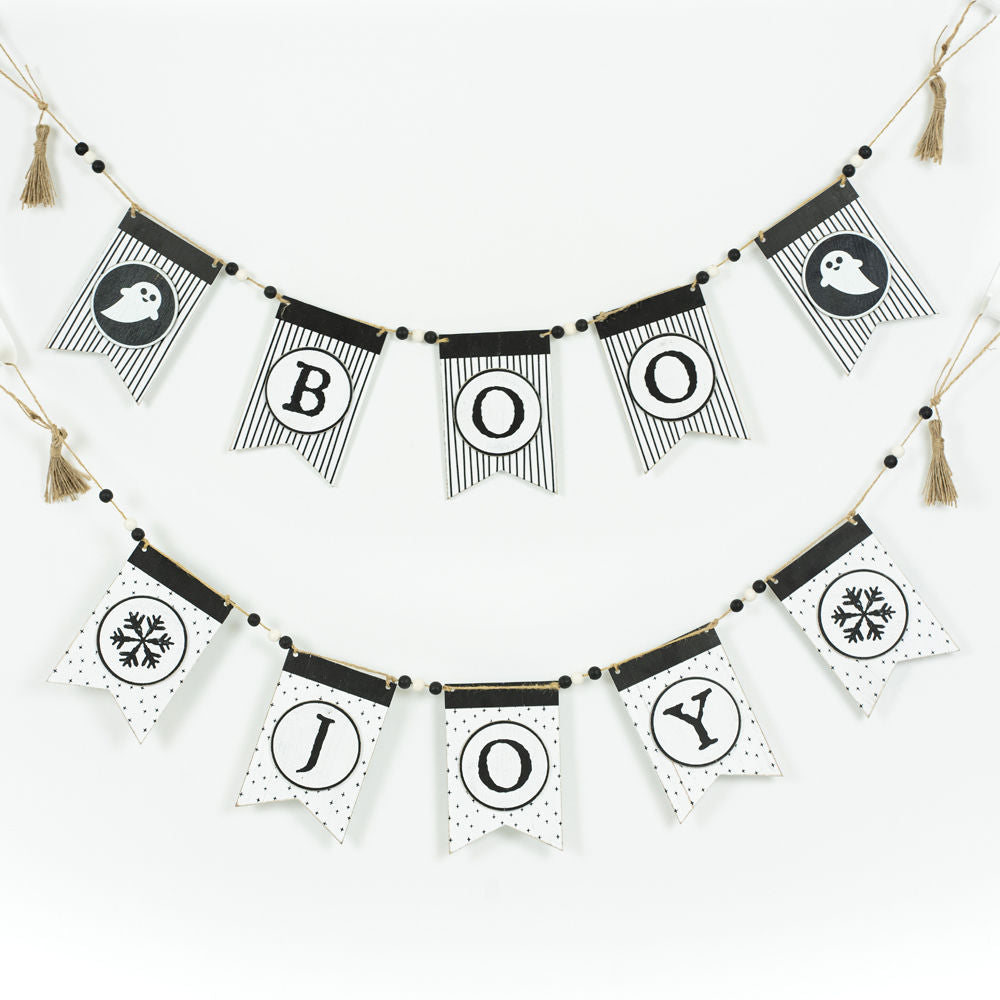 35" Reversible Wood Holiday Swag with Beads