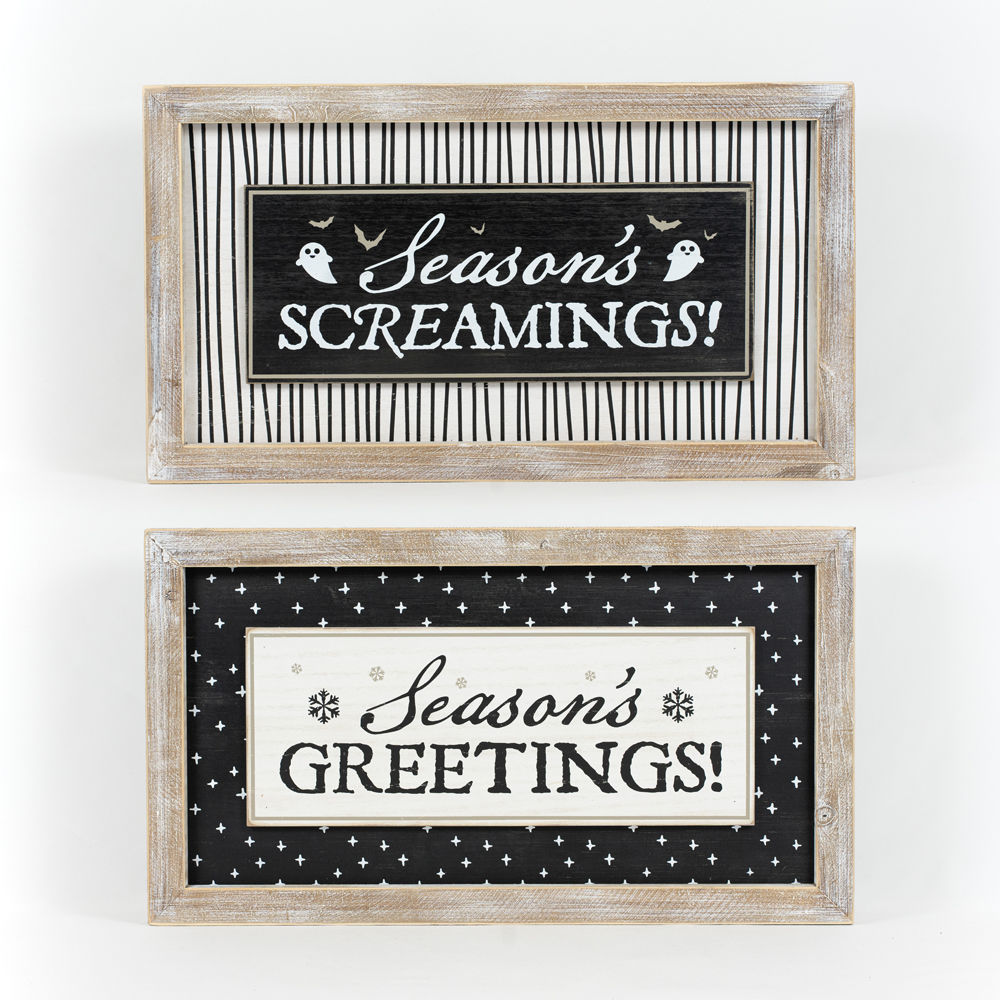 Dwella Decor 25" Reversible Seasonal Wood Framed Sign