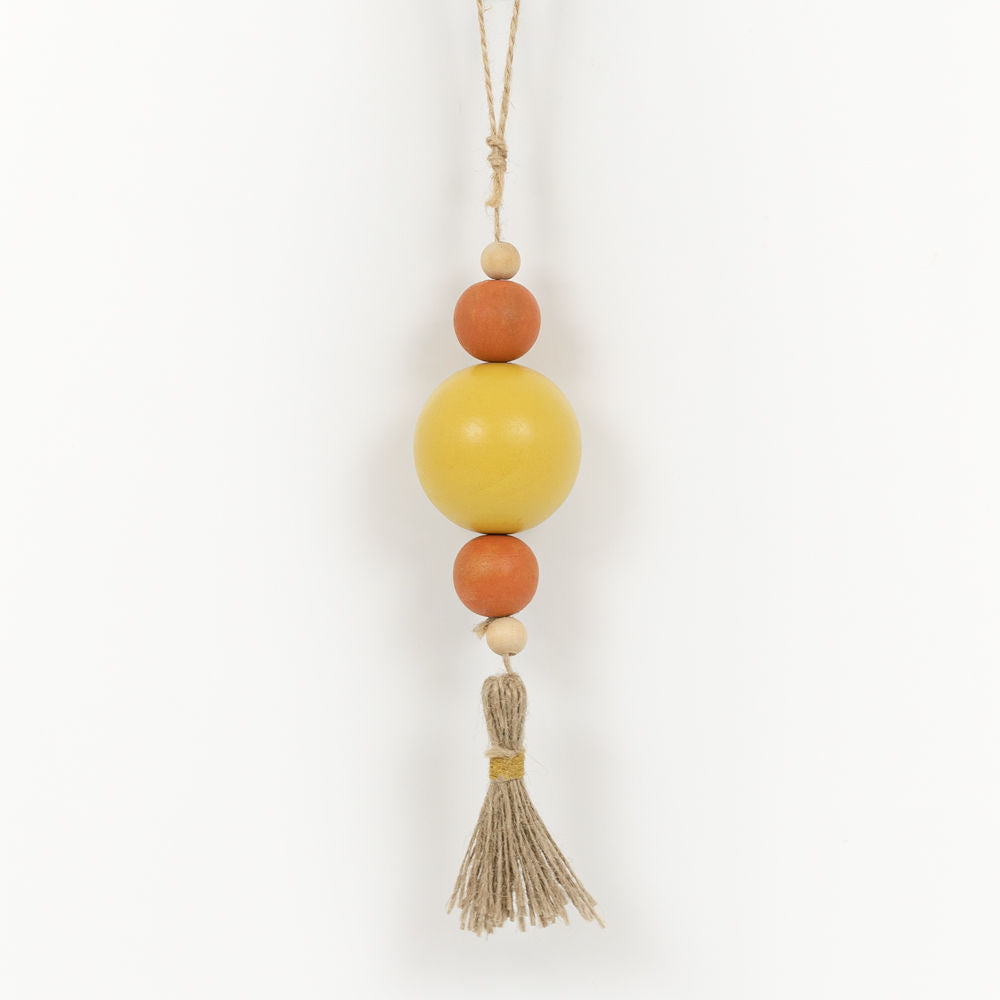 Multicolor Wooden Bead Ornament with Tassel