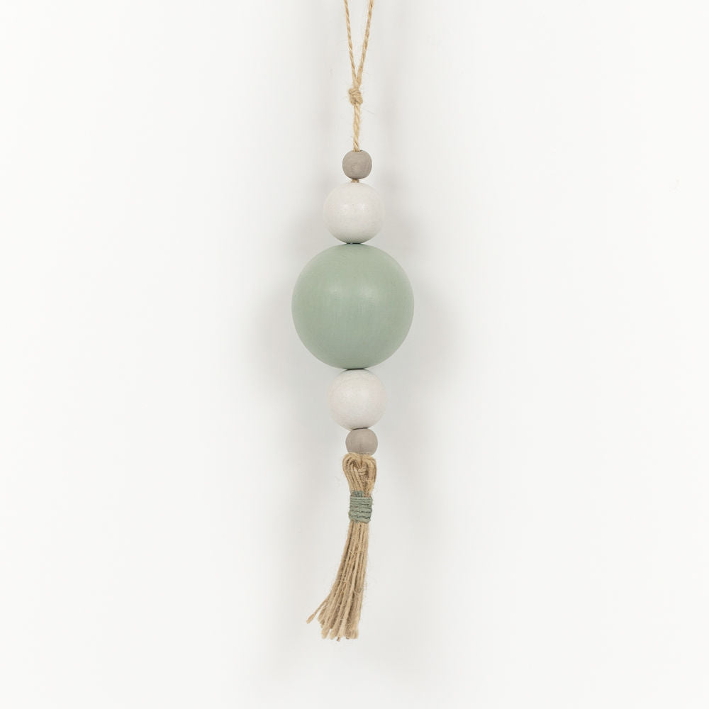 Multicolor Wood Bead Ornament with Tassel