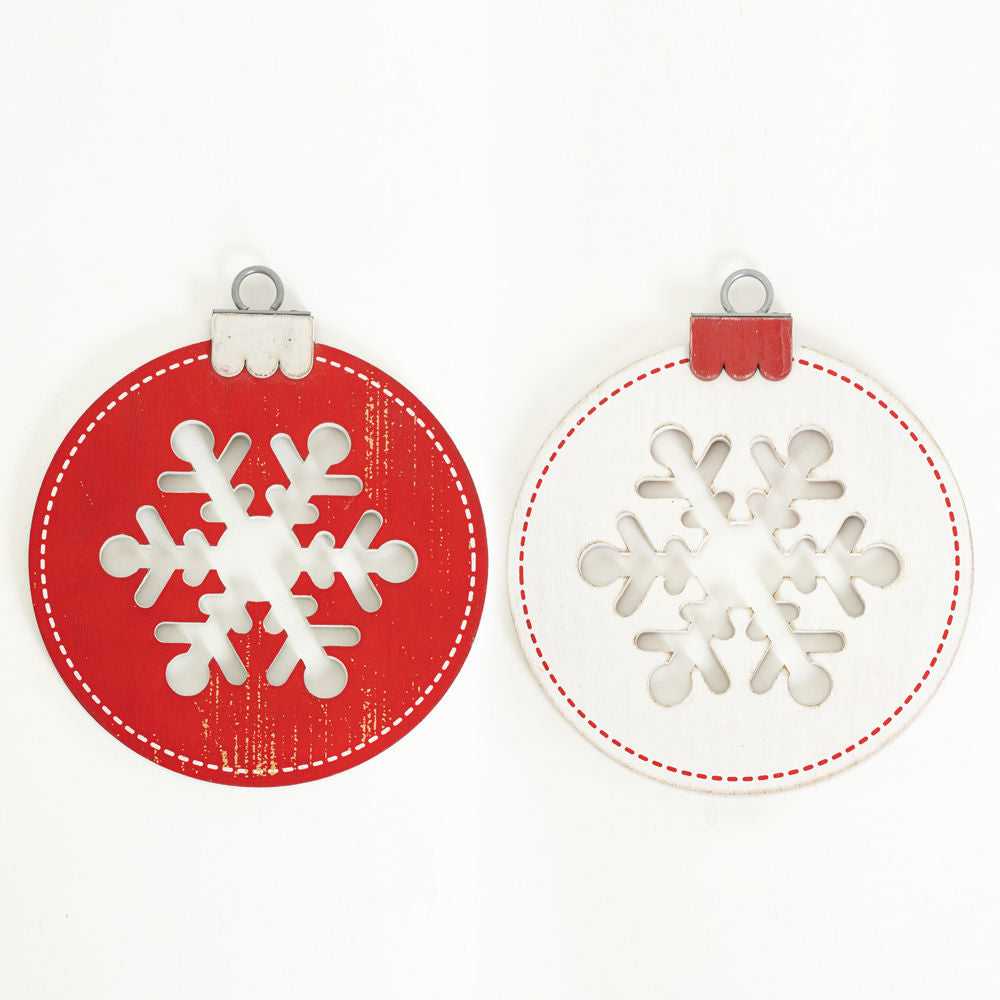 7x8 Reversible Snowflake Wood Ornament