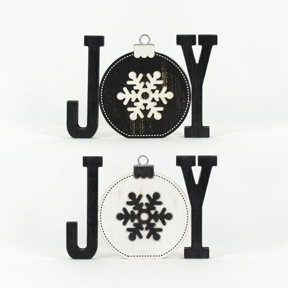 JOY Wood Cutout Ornament - Black & White