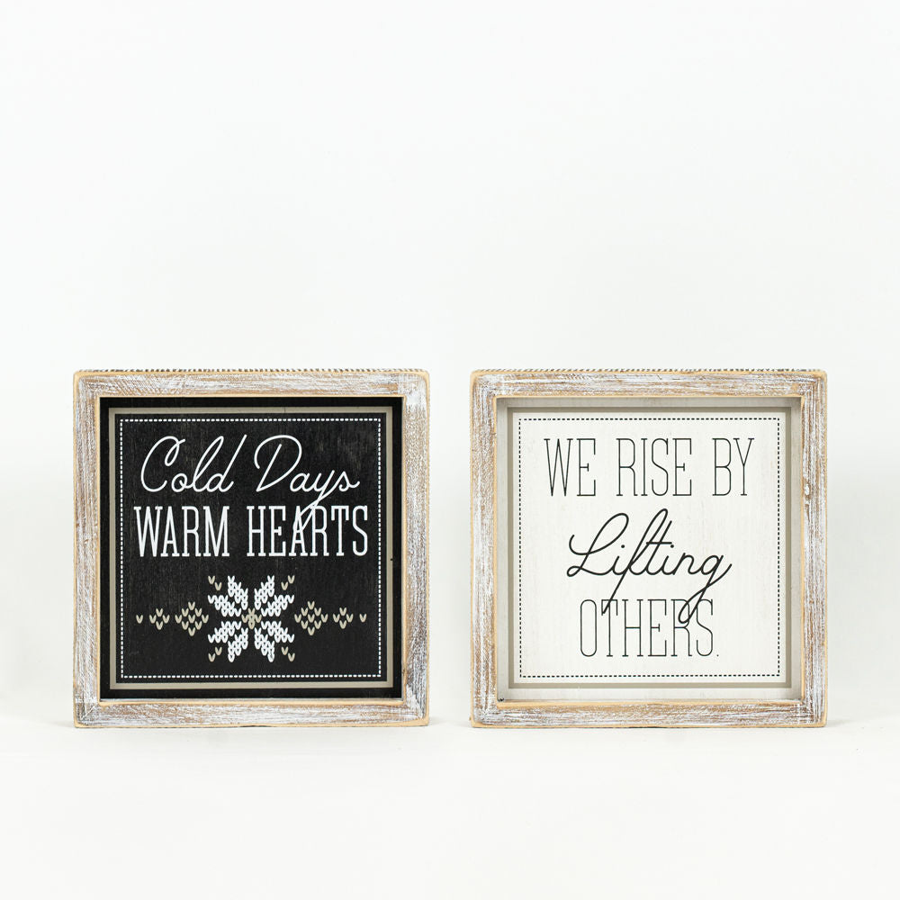 8x8 Reversible Wood Sign - Warm Hearts/Rise by Lifting