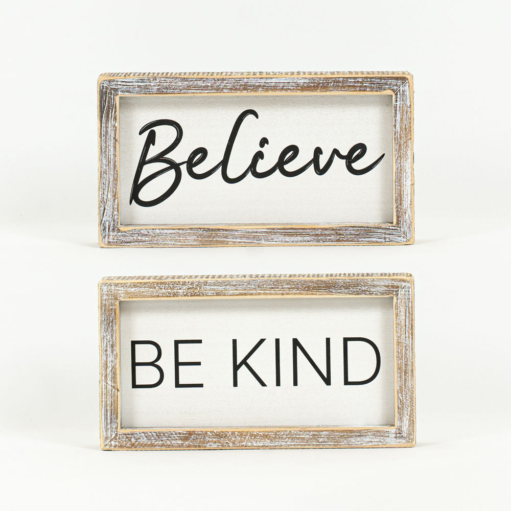 Reversible Wood Frame Sign - Believe/Be Kind