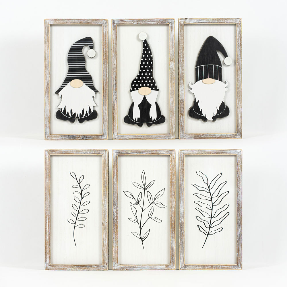 Reversible Gnome Wood Frame Signs - Set of 3