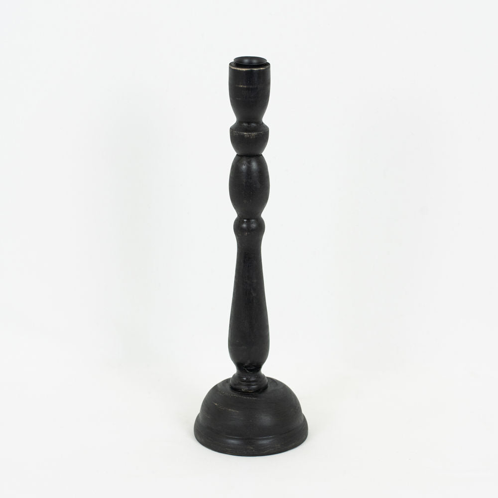 Black Wood Candle Holder | Olive Collection