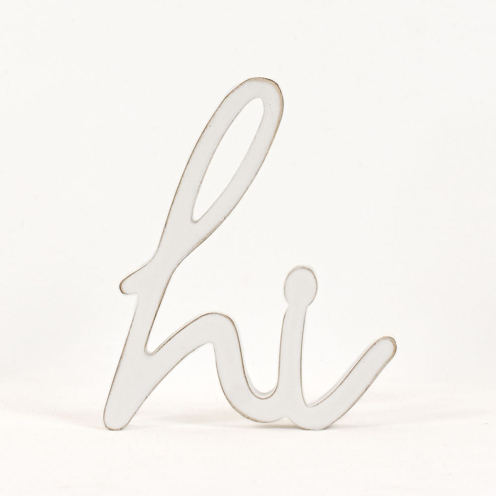 Hi Wood Cutout - White Cursive Decor