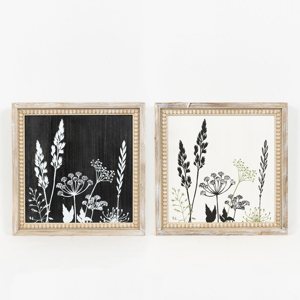 16" Reversible Botanical Wooden Framed Sign