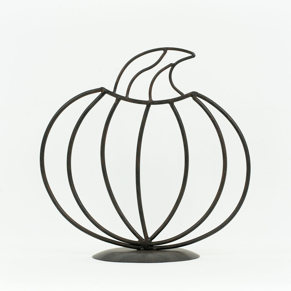 Black Metal Pumpkin Cutout - 12x12 Decorative Stand